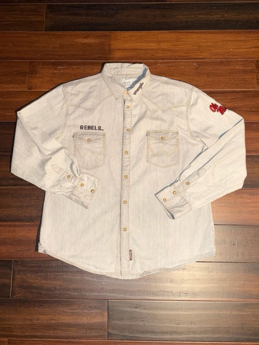 Wrangler Ole Miss Rebels Denim Button Front Shirt